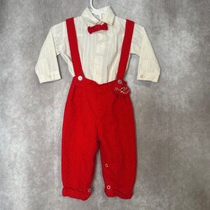 Vintage 80's Mayfair Corduroy Jumper and‎ Button Up Shirt Set 12 mos "Toyland"